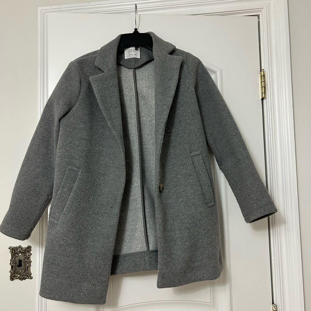 Zara Charcoal Gray Wool Coat